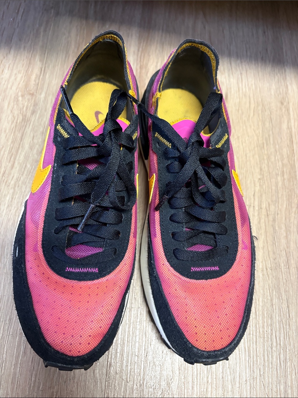 Nike Pink and Yellow Low-Profile Running Sneakers